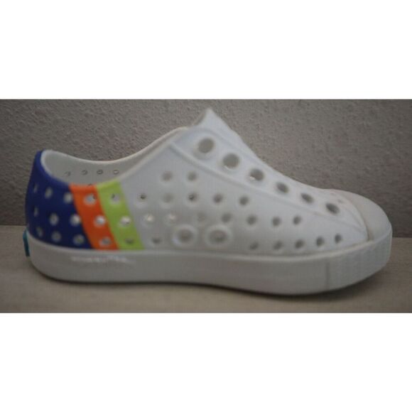 Native Toddler Kids Sz C4 White Jefferson Sugarlite Block Slip-On Shoes - Picture 5 of 10